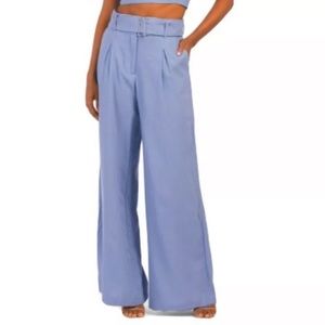 House of Harlow periwinkle wide leg belted linen pant